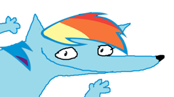 Size: 954x531 | Tagged: safe, derpibooru import, rainbow dash, wolf, 4chan, explicit source, forced meme, meme, ms paint, species swap, wofl