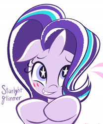 Size: 1701x2041 | Tagged: safe, artist:garammasara, starlight glimmer, pony, unicorn, blushing, cute, female, glimmerbetes, grin, looking at you, mare, nervous, nervous grin, smiling, solo, starry eyes, wingding eyes