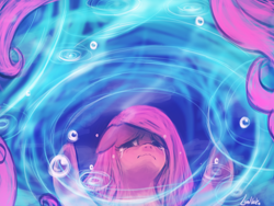 Size: 1920x1440 | Tagged: safe, artist:lumineko, pinkie pie, earth pony, pony, cave, cave pool, crying, mirror pool, pinkamena diane pie, pixiv, water