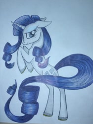 Size: 1024x1365 | Tagged: safe, artist:penkatshi, rarity, pony, unicorn, rearing, solo, traditional art