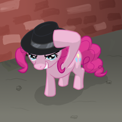 Size: 1049x1050 | Tagged: safe, artist:topgull, pinkie pie, earth pony, pony, fedora, hat, solo