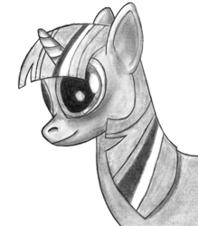 Size: 1280x1460 | Tagged: safe, artist:theunknownety, derpibooru import, twilight sparkle, monochrome, solo, traditional art