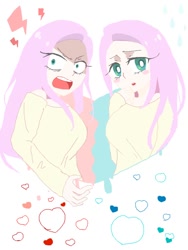 Size: 480x640 | Tagged: safe, artist:b6, fluttershy, human, duality, flutterrage, humanized, pixiv, solo