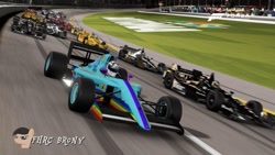 Size: 1440x810 | Tagged: safe, artist:forzaveteranenigma, derpibooru import, rainbow dash, fanfic:equestria motorsports, equestria girls, car, daytona international speedway, driving, ferrari, formula 1, forza motorsport 6, indycar