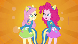Size: 1920x1080 | Tagged: safe, screencap, fluttershy, pinkie pie, equestria girls, lidded eyes, out of context