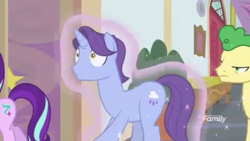 Size: 1366x768 | Tagged: safe, screencap, huckleberry, november rain, starlight glimmer, pony, student counsel, discovery family logo, female, friendship student, levitation, magic, male, school of friendship, telekinesis