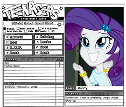 Size: 1043x885 | Tagged: safe, rarity, equestria girls, reference sheet, rpg, teenagers from outer space