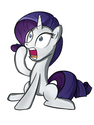 Size: 1280x1707 | Tagged: safe, artist:thealjavis, rarity, pony, unicorn, frown, gasp, open mouth, shocked, simple background, sitting, solo, white background, wide eyes