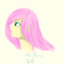 Size: 1000x1000 | Tagged: safe, artist:momo sha, fluttershy, human, humanized, pixiv, pony coloring, solo