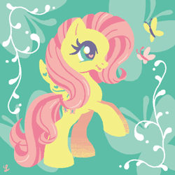 Size: 600x600 | Tagged: safe, artist:yousukou, fluttershy, pegasus, pony, female, mare, solo, style emulation