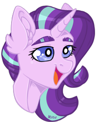 Size: 1588x1988 | Tagged: safe, artist:lrusu, starlight glimmer, pony, unicorn, bust, female, mare, open mouth, portrait, simple background, solo, transparent background