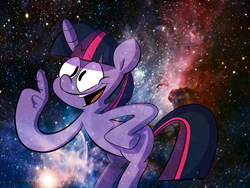 Size: 1600x1200 | Tagged: safe, artist:crookedoodle, derpibooru import, twilight sparkle, fingers, solo, space, the cosmos