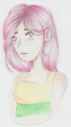 Size: 550x981 | Tagged: safe, artist:winterontherooftop, fluttershy, human, humanized, solo, traditional art