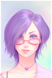 Size: 3543x5315 | Tagged: safe, artist:figgot, rarity, human, alternate hairstyle, clothes, female, glasses, humanized, looking at you, necklace, short hair, solo