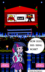 Size: 610x970 | Tagged: safe, artist:ikuntyphoon, derpibooru import, twilight sparkle, equestria girls, casino night zone, crossover, sega, slot machine, sonic the hedgehog (series)