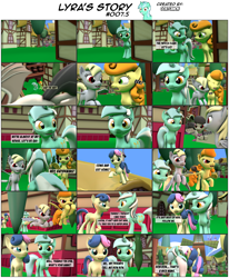 Size: 5867x7130 | Tagged: safe, artist:goatcanon, bon bon, carrot top, derpy hooves, golden harvest, lyra heartstrings, octavia melody, sweetie drops, bat pony, earth pony, pony, vampony, comic:lyra's story, 3d, absurd resolution, comic, derpybat, dialogue, ponyville, source filmmaker, text