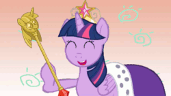 Size: 1280x720 | Tagged: safe, artist:mrmental4, derpibooru import, twilight sparkle, twilight sparkle (alicorn), alicorn, pony, animated, cape, clothes, crown, cute, female, leek spin, mare, parody, solo, spinning, twilight scepter