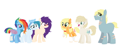 Size: 1813x769 | Tagged: safe, artist:ilovemlp18, derpibooru import, applejack, rainbow dash, oc, earth pony, pegasus, pony, appledash, family, female, lesbian, magical lesbian spawn, offspring, parent:applejack, parent:rainbow dash, parents:appledash, shipping, simple background, transparent background