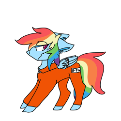 Size: 1000x1000 | Tagged: safe, artist:php115, derpibooru exclusive, derpibooru import, rainbow dash, pegasus, pony, angry, b-f16, chains, clothes, female, mare, never doubt rainbowdash69's involvement, paint tool sai, prison outfit, prisoner, prisoner rd, request, solo