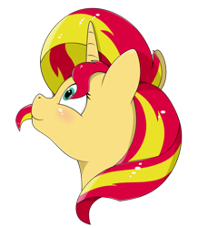Size: 1068x1223 | Tagged: safe, artist:kirr12, sunset shimmer, pony, unicorn, blushing, bust, female, in love, mare, portrait, simple background, solo, transparent background