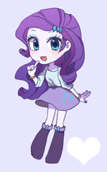 Size: 500x800 | Tagged: safe, artist:kona1025, rarity, equestria girls, blushing, chibi, clothes, cute, female, heart, nail polish, open mouth, pixiv, raribetes, simple background, skirt, solo