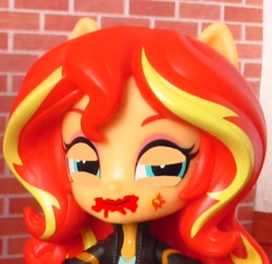 Size: 386x375 | Tagged: safe, sunset shimmer, equestria girls, clothes, doll, equestria girls minis, eqventures of the minis, jacket, merchandise, ponied up, toy