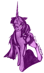 Size: 505x834 | Tagged: safe, artist:finnect, derpibooru import, twilight sparkle, clothes, saddle, solo, stockings