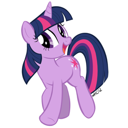 Size: 1000x1000 | Tagged: safe, artist:empty-10, derpibooru import, twilight sparkle, pony, unicorn, female, mare, open mouth, simple background, smiling, solo, white background