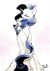 Size: 1000x1415 | Tagged: safe, artist:kuzumori, rarity, anthro, clothes, dress, solo