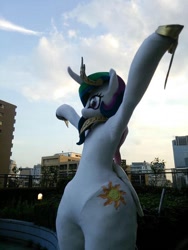 Size: 600x800 | Tagged: safe, princess celestia, alicorn, pony, female, fursuit, horn, irl, mare, multicolored mane, photo, solo, white coat