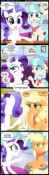 Size: 900x3225 | Tagged: safe, artist:coltsteelstallion, applejack, coco pommel, princess celestia, rarity, smarty pants, alicorn, earth pony, pony, unicorn, bib, comic, dragon ball, five nights at freddy's, grimace, mannequin, picture, skyrim, the elder scrolls, tower of pimps, turtle school uniform