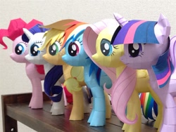 Size: 1305x979 | Tagged: safe, artist:robi, derpibooru import, applejack, fluttershy, pinkie pie, rainbow dash, rarity, twilight sparkle, twilight sparkle (alicorn), alicorn, earth pony, pegasus, pony, unicorn, female, mane six, mare, papercraft, pixiv