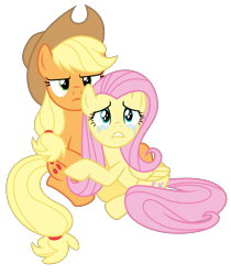 Size: 6000x7141 | Tagged: safe, artist:masem, applejack, fluttershy, earth pony, pegasus, pony, twilight's kingdom, .svg available, absurd resolution, crying, simple background, transparent background, vector