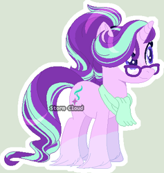 Size: 388x409 | Tagged: safe, artist:dinkydoolove, artist:selenaede, starlight glimmer, pony, unicorn, alternate hairstyle, base used, beautiful, clothes, colored hooves, female, glasses, hoof fluff, mare, obtrusive watermark, ponytail, redesign, scarf, simple background, smiling, socks (coat marking), solo, unshorn fetlocks, watermark, white outline
