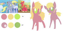 Size: 1370x654 | Tagged: safe, artist:angelstar000, big macintosh, derpy hooves, oc, oc:apple muffin, oc:clumsy kick, earth pony, pegasus, pony, color palette, offspring, parent:big macintosh, parent:derpy hooves, parents:derpymac, siblings, simple background, white background