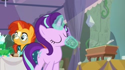 Size: 1920x1080 | Tagged: safe, screencap, starlight glimmer, sunburst, pony, student counsel, drinking