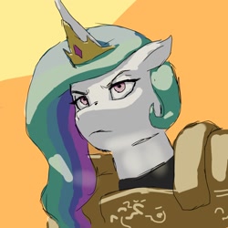 Size: 1280x1280 | Tagged: safe, artist:redustheriotact, princess celestia, anthro, armor, bust, portrait, solo, warrior celestia