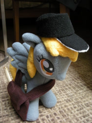 Size: 2448x3264 | Tagged: safe, artist:p0w3rporco, derpy hooves, pony, bag, cap, hat, high res, irl, mailbag, mailmare, photo, plushie, solo