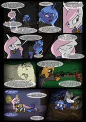 Size: 1240x1754 | Tagged: safe, artist:lunarcakez, princess celestia, princess luna, star swirl the bearded, alicorn, pony, comic:the origins of hollow shades, comic, pink-mane celestia, s1 luna, younger