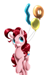 Size: 1024x1651 | Tagged: safe, artist:wilhelmgottfried, pinkie pie, earth pony, pony, balloon, cute, diapinkes, female, mare, simple background, smiling, solo, transparent background