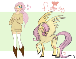 Size: 1024x791 | Tagged: safe, artist:lyorixa, fluttershy, human, clothes, human ponidox, humanized, solo, sweatershy