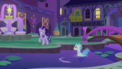 Size: 1920x1080 | Tagged: safe, screencap, starlight glimmer, terramar, pony, seapony (g4), student counsel, fountain, water