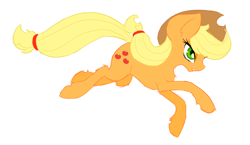 Size: 1240x718 | Tagged: safe, artist:pluto manson, applejack, earth pony, pony, doodle, running, simple background, solo