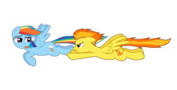 Size: 8000x4103 | Tagged: safe, artist:bobsicle0, derpibooru import, rainbow dash, spitfire, pegasus, pony, .svg available, absurd resolution, flying, race, simple background, tongue out, transparent background, vector