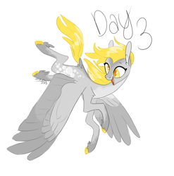 Size: 890x900 | Tagged: safe, artist:creeate97, derpy hooves, pegasus, pony, colored hooves, cutie mark, feathered fetlocks, female, flying, looking back, mare, open mouth, simple background, smiling, solo, wall eyed, white background, wings