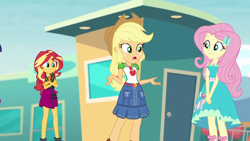 Size: 1920x1080 | Tagged: safe, screencap, applejack, fluttershy, sunset shimmer, better together, equestria girls, rollercoaster of friendship