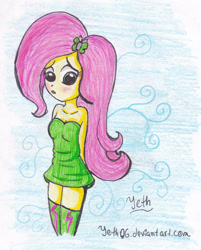 Size: 1024x1272 | Tagged: safe, artist:yeth06, fluttershy, equestria girls, alternate costumes, solo, traditional art