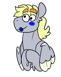 Size: 465x583 | Tagged: safe, artist:goatpaste, derpy hooves, pegasus, pony, blonde mane, female, gray coat, mare, solo, wings