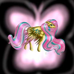 Size: 1024x1024 | Tagged: safe, artist:crazyaniknowit, fluttershy, pegasus, pony, female, mare, rainbow power, solo