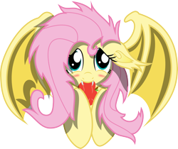 Size: 5000x4203 | Tagged: safe, artist:kamyk962, artist:piterq12, fluttershy, absurd resolution, apple, blushing, cute, daaaaaaaaaaaw, fangs, floppy ears, flutterbat, shyabates, shyabetes, solo